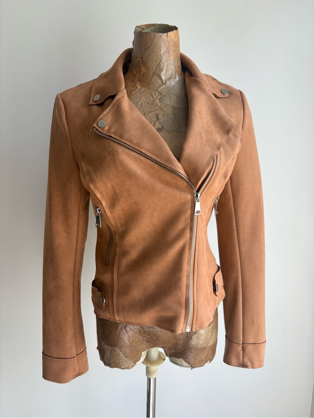 Women's Suede Moto Jacket - Tan